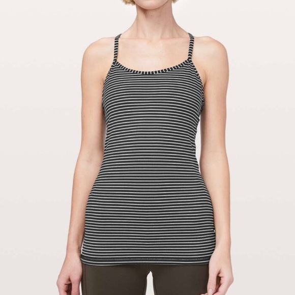 Lululemon Power Y Tank Mod Stripes Black White Size 4 - Picture 1 of 7